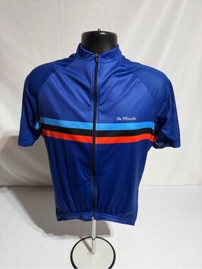 De Marchi Cycling Jersey Blue Striped Full Zip Men’s Medium